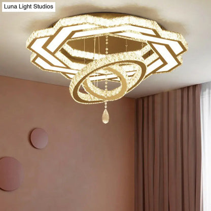 DecorBites™ DecorBites™ Modern Circular LED Flushmount with Clear Crystal for Living Room Ceiling