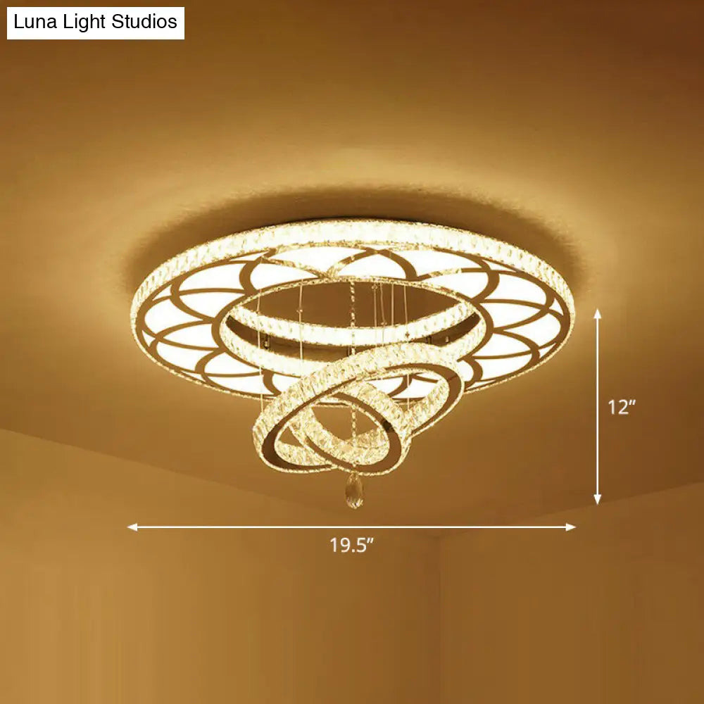 DecorBites™ DecorBites™ Modern Circular LED Flushmount with Clear Crystal for Living Room Ceiling