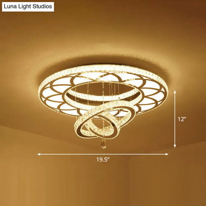 DecorBites™ DecorBites™ Modern Circular LED Flushmount with Clear Crystal for Living Room Ceiling