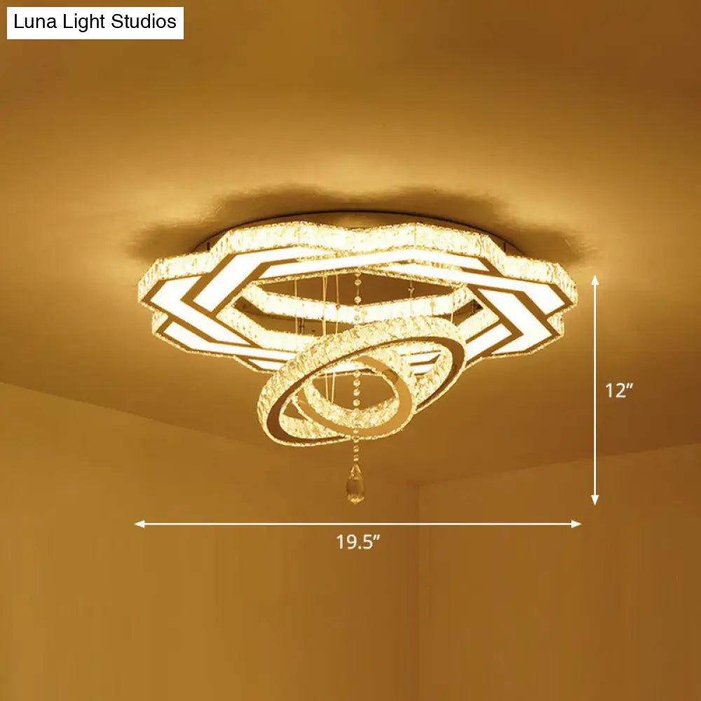 DecorBites™ DecorBites™ Modern Circular LED Flushmount with Clear Crystal for Living Room Ceiling