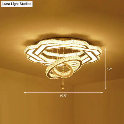 DecorBites™ DecorBites™ Modern Circular LED Flushmount with Clear Crystal for Living Room Ceiling
