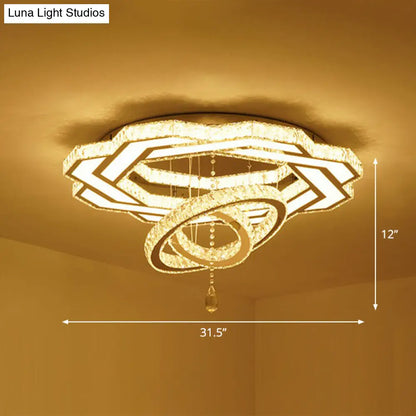 DecorBites™ DecorBites™ Modern Circular LED Flushmount with Clear Crystal for Living Room Ceiling