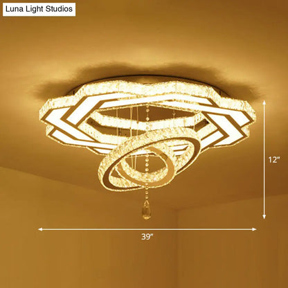 DecorBites™ DecorBites™ Modern Circular LED Flushmount with Clear Crystal for Living Room Ceiling