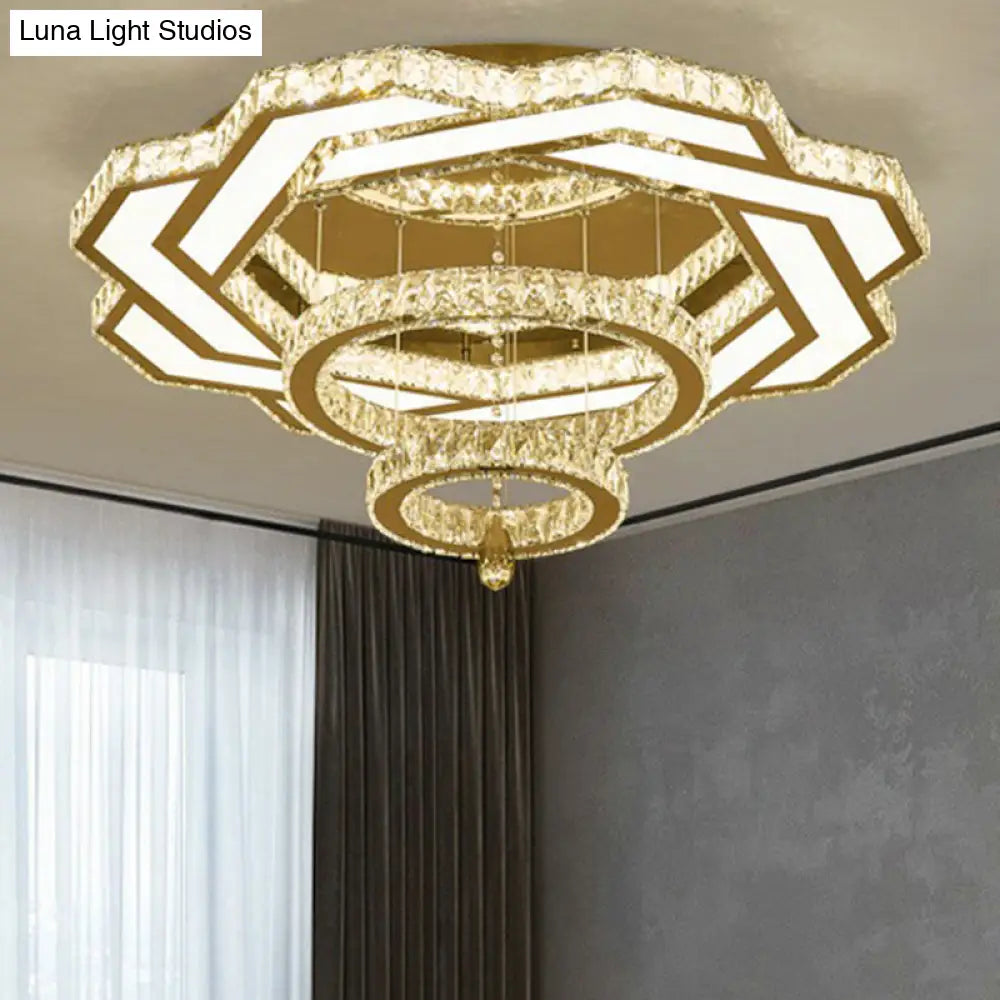 DecorBites™ DecorBites™ Modern Circular LED Flushmount with Clear Crystal for Living Room Ceiling