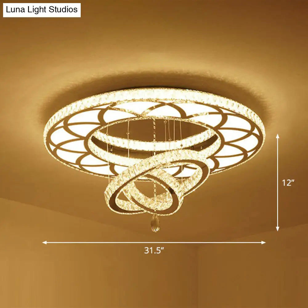 DecorBites™ DecorBites™ Modern Circular LED Flushmount with Clear Crystal for Living Room Ceiling