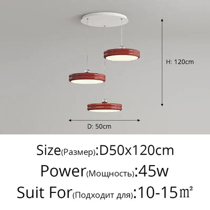 Modern chandelier pendant with red circular lights chrome hardware and white ceiling mount for dining room decorbites circular modern