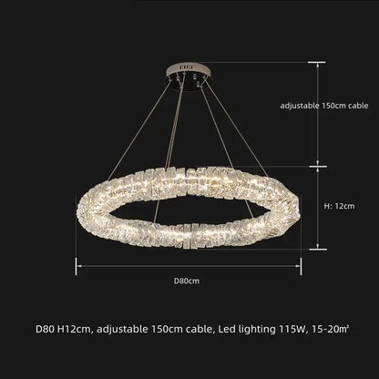 Modern circular textured crystal chandelier pendant light with adjustable 150cm cable for living room decorbites dimmable crystal