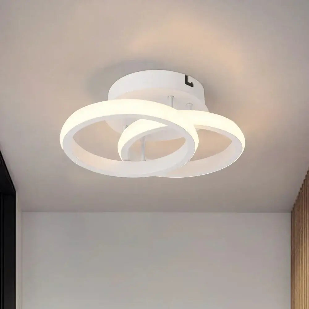 Modern circular white and black acrylic led ceiling light with two interlocking rings for bedroom decorbites acrylic led ceiling