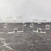 Modern clear acrylic crystal geometric puzzle bookends for living room decor featuring decorbites crystal geometric design