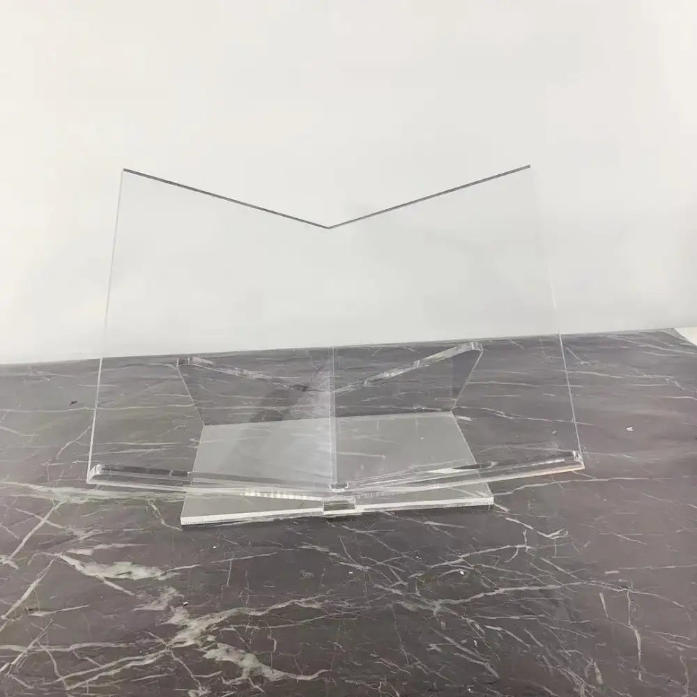 Modern clear acrylic geometric magazine rack with minimalist design for office desktop storage by decorbites acrylic geometric