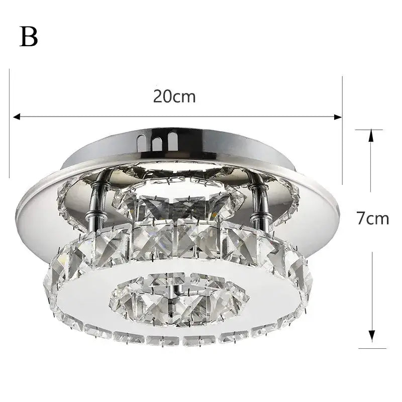 Modern chrome-finished decorbites crystal led ceiling lights with clear and amber faceted rings for living room decor