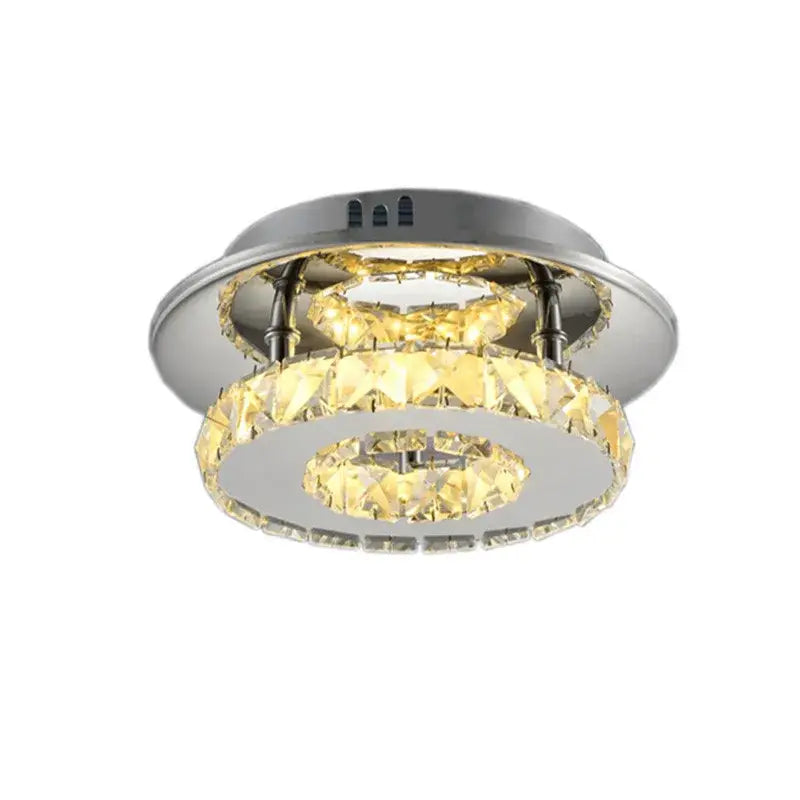 Modern chrome-finished decorbites crystal led ceiling lights with clear and amber rings for living room decor