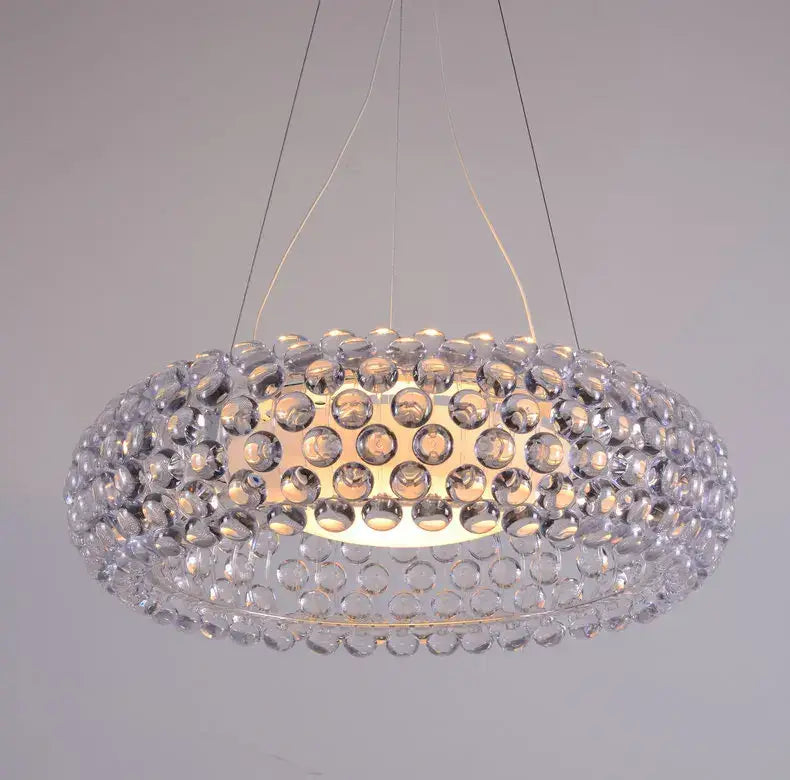 Modern clear glass bubble caboche led chandelier with circular design for living room lighting