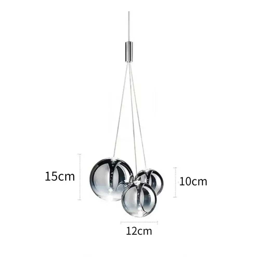 Modern chrome finished bubble glass pendant light fixture with three interconnected clear orbs for dining room decorbites bubble glass