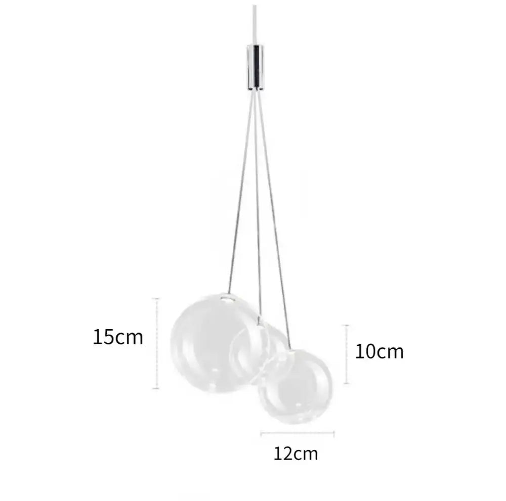 Modern clear bubble glass pendant light with two transparent glass spheres and chrome fixture for dining room decorbites bubble glass