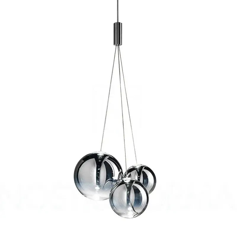 Modern clear bubble glass pendant lights with chrome finish and reflective orbs for kitchen island decorbites bubble glass