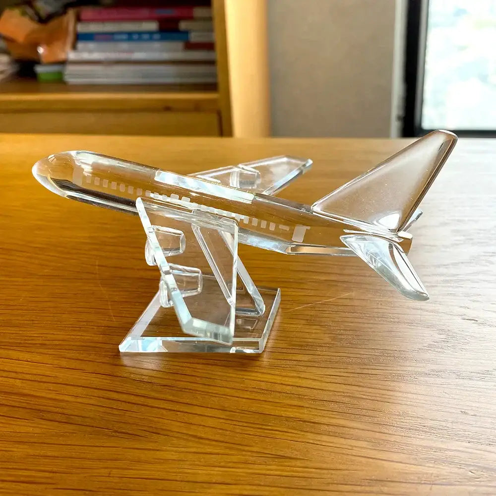 Modern clear crystal aircraft figurine decorbites crystal aircraft on matching stand for living room decor display
