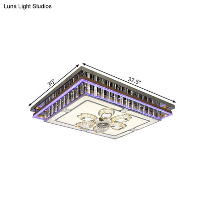 DecorBites™ DecorBites™ Modern Clear Crystal Block Flush Mount LED Ceiling Light Fixture with Stainless-Steel Design