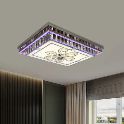 DecorBites™ DecorBites™ Modern Clear Crystal Block Flush Mount LED Ceiling Light Fixture with Stainless-Steel Design