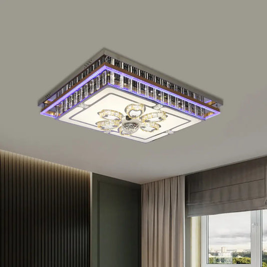 DecorBites™ DecorBites™ Modern Clear Crystal Block Flush Mount LED Ceiling Light Fixture with Stainless-Steel Design