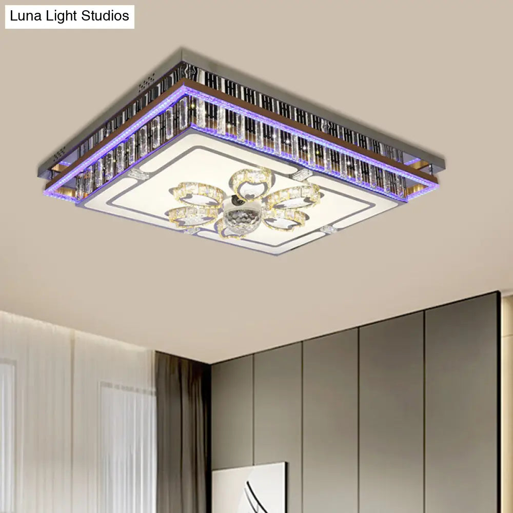 DecorBites™ DecorBites™ Modern Clear Crystal Block Flush Mount LED Ceiling Light Fixture with Stainless-Steel Design
