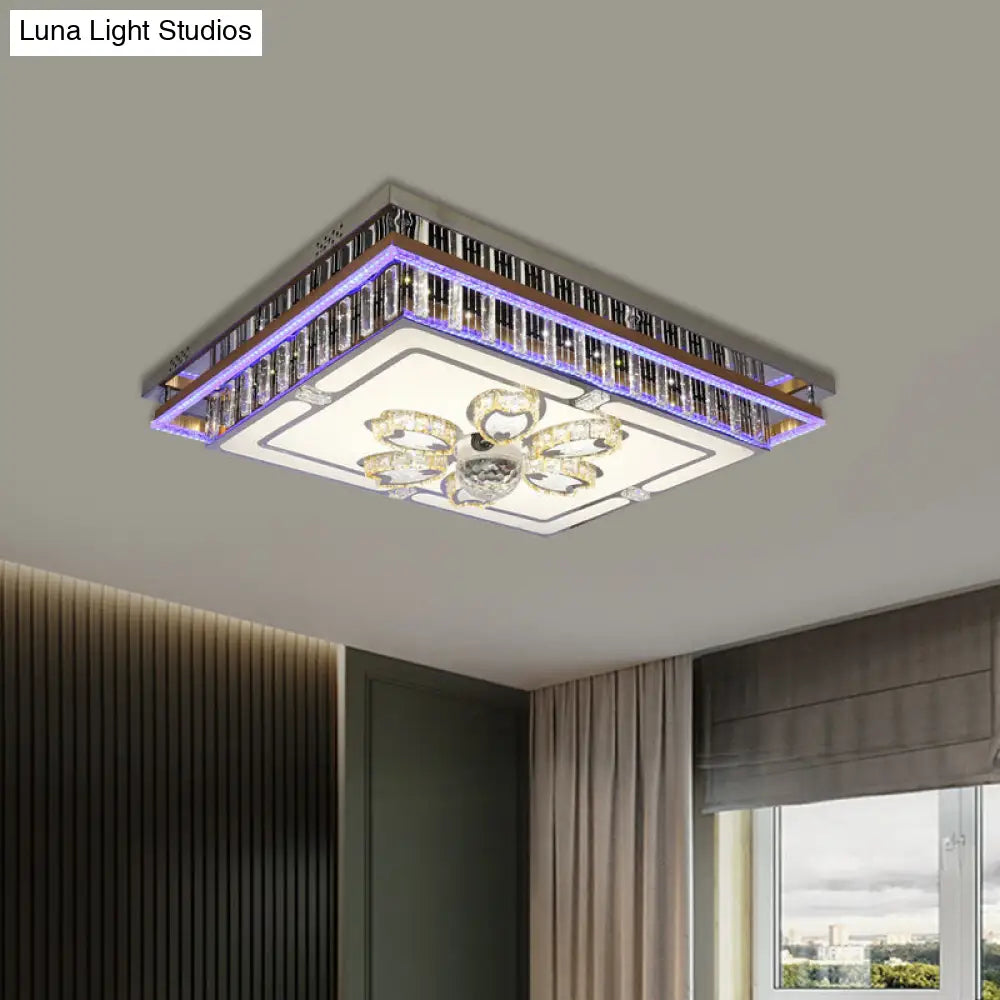 DecorBites™ DecorBites™ Modern Clear Crystal Block Flush Mount LED Ceiling Light Fixture with Stainless-Steel Design