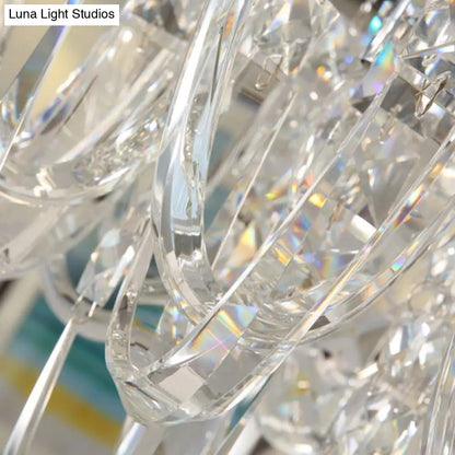 Lámpara colgante de araña moderna de cristal transparente con detalle de borla - 8 luces, acabado en níquel - Ideal para la iluminación del comedor