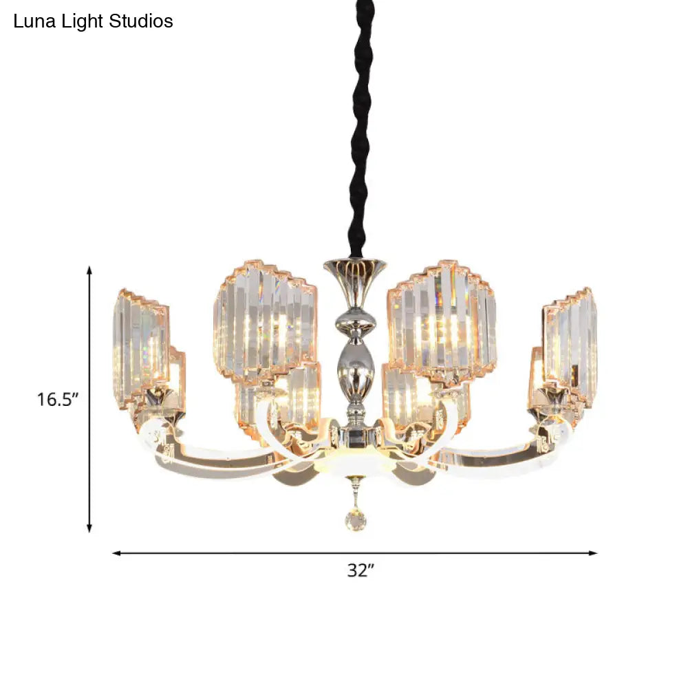 Lámpara de araña moderna de cristal transparente - Lámpara colgante Starburst (8 luces) para dormitorio