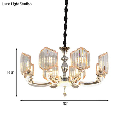 Lámpara de araña moderna de cristal transparente - Lámpara colgante Starburst (8 luces) para dormitorio