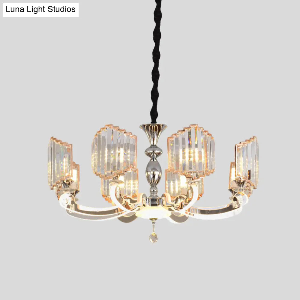 Lámpara de araña moderna de cristal transparente - Lámpara colgante Starburst (8 luces) para dormitorio