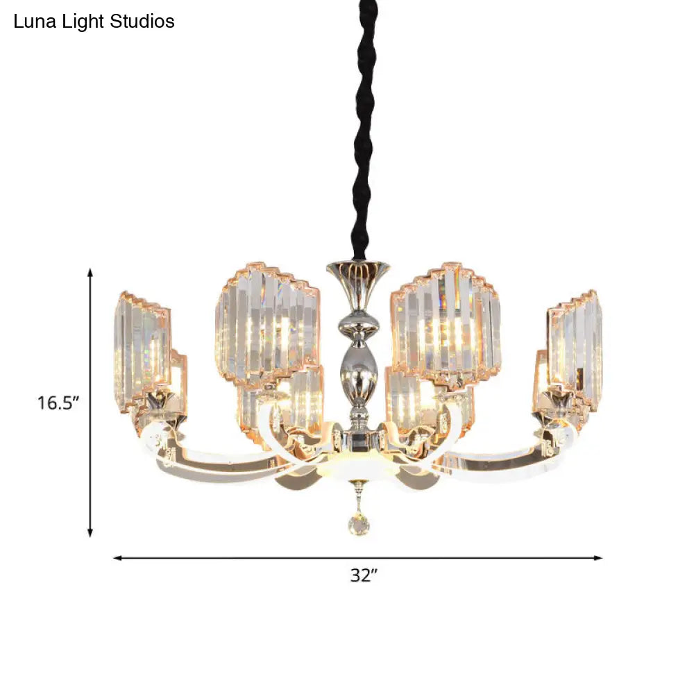 Lámpara de araña moderna de cristal transparente - Lámpara colgante Starburst (8 luces) para dormitorio