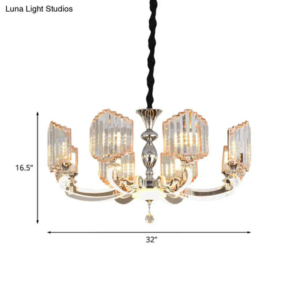 Lámpara de araña moderna de cristal transparente - Lámpara colgante Starburst (8 luces) para dormitorio