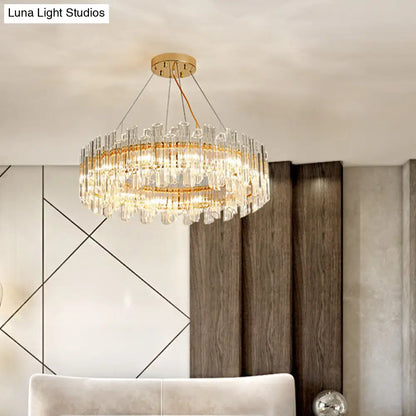 Modern Clear Crystal Drum Chandelier - Elegant 8/12 Light Gold LED Ceiling Lamp - Ideal for Living Room Styling