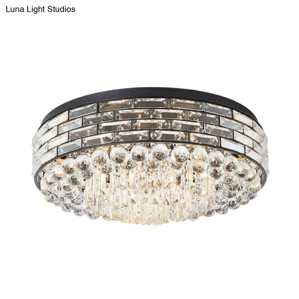 DecorBites™ DecorBites™ Modern Clear Crystal Flute Flush Mount Drum Ceiling Lamp - 7 Heads