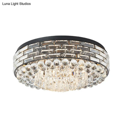 DecorBites™ DecorBites™ Modern Clear Crystal Flute Flush Mount Drum Ceiling Lamp - 7 Heads