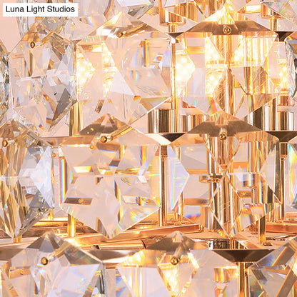 Lámpara de techo colgante moderna de cristal transparente en forma de lágrima - 12 bombillas LED en color dorado para sala de estar