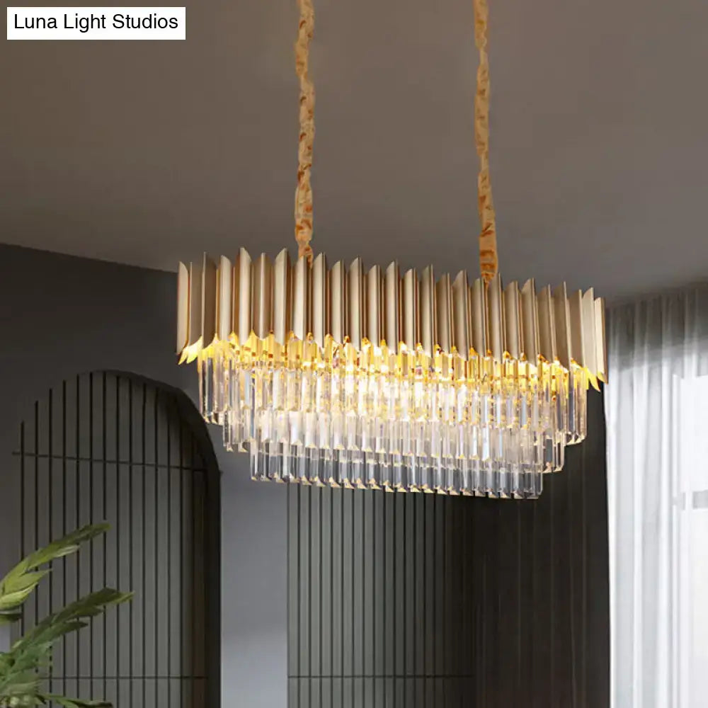 Gold finish decorbites modern pendant lamp with clear crystal prisms and braided rope for dining and kitchen island lighting