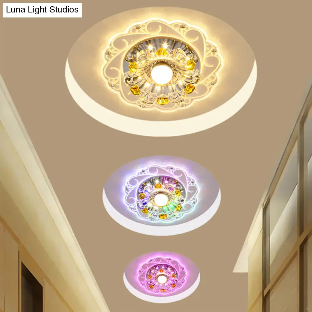 DecorBites™ DecorBites™ Modern Clear Crystal LED Ceiling Lamp for Corridor with Floral Design