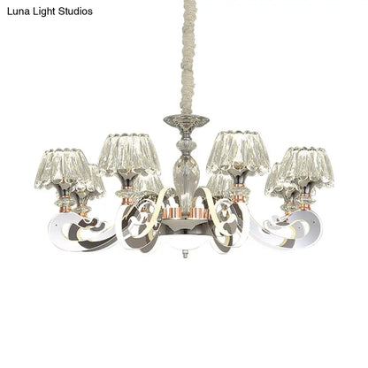 Lámpara colgante moderna de cristal transparente con iluminación LED - 6/8 cabezales, diseño cónico