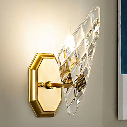 DecorBites™ DecorBites™ Modern Clear Crystal Rhombus Wall Sconce Lamp - 1/2-Head Brass Wall Light for Living Room