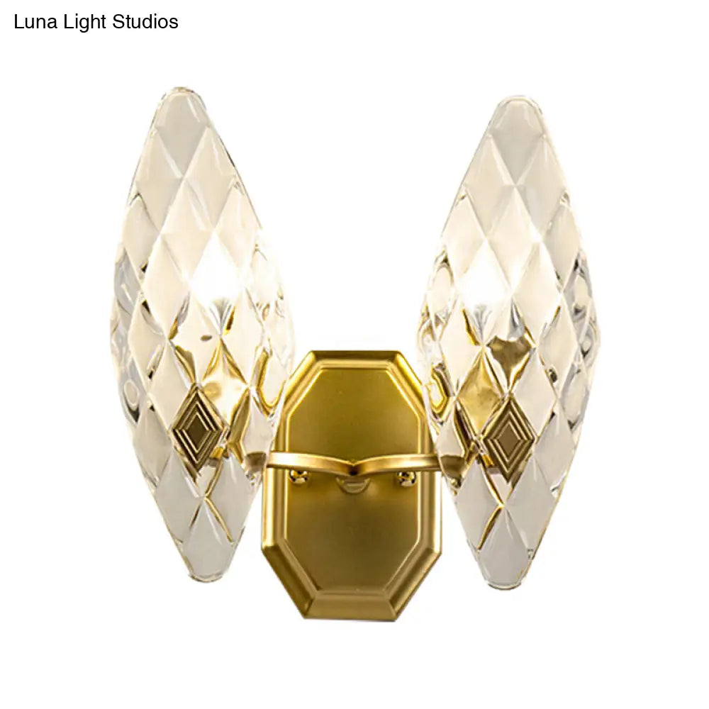 DecorBites™ DecorBites™ Modern Clear Crystal Rhombus Wall Sconce Lamp - 1/2-Head Brass Wall Light for Living Room