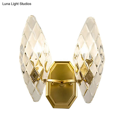 DecorBites™ DecorBites™ Modern Clear Crystal Rhombus Wall Sconce Lamp - 1/2-Head Brass Wall Light for Living Room
