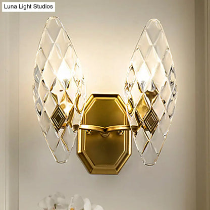 DecorBites™ DecorBites™ Modern Clear Crystal Rhombus Wall Sconce Lamp - 1/2-Head Brass Wall Light for Living Room