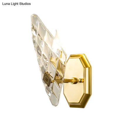 DecorBites™ DecorBites™ Modern Clear Crystal Rhombus Wall Sconce Lamp - 1/2-Head Brass Wall Light for Living Room