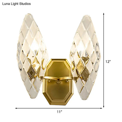 DecorBites™ DecorBites™ Modern Clear Crystal Rhombus Wall Sconce Lamp - 1/2-Head Brass Wall Light for Living Room