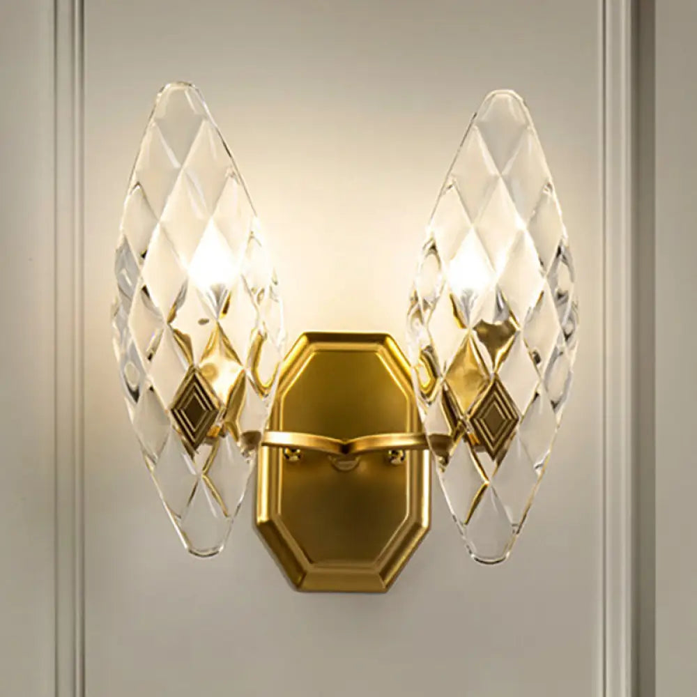 DecorBites™ DecorBites™ Modern Clear Crystal Rhombus Wall Sconce Lamp - 1/2-Head Brass Wall Light for Living Room