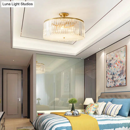 DecorBites™ DecorBites™ Modern Clear Crystal Semi Flush Ceiling Light with Gold Finish - Ideal for Living Room, 4/5/6 Bulbs Available