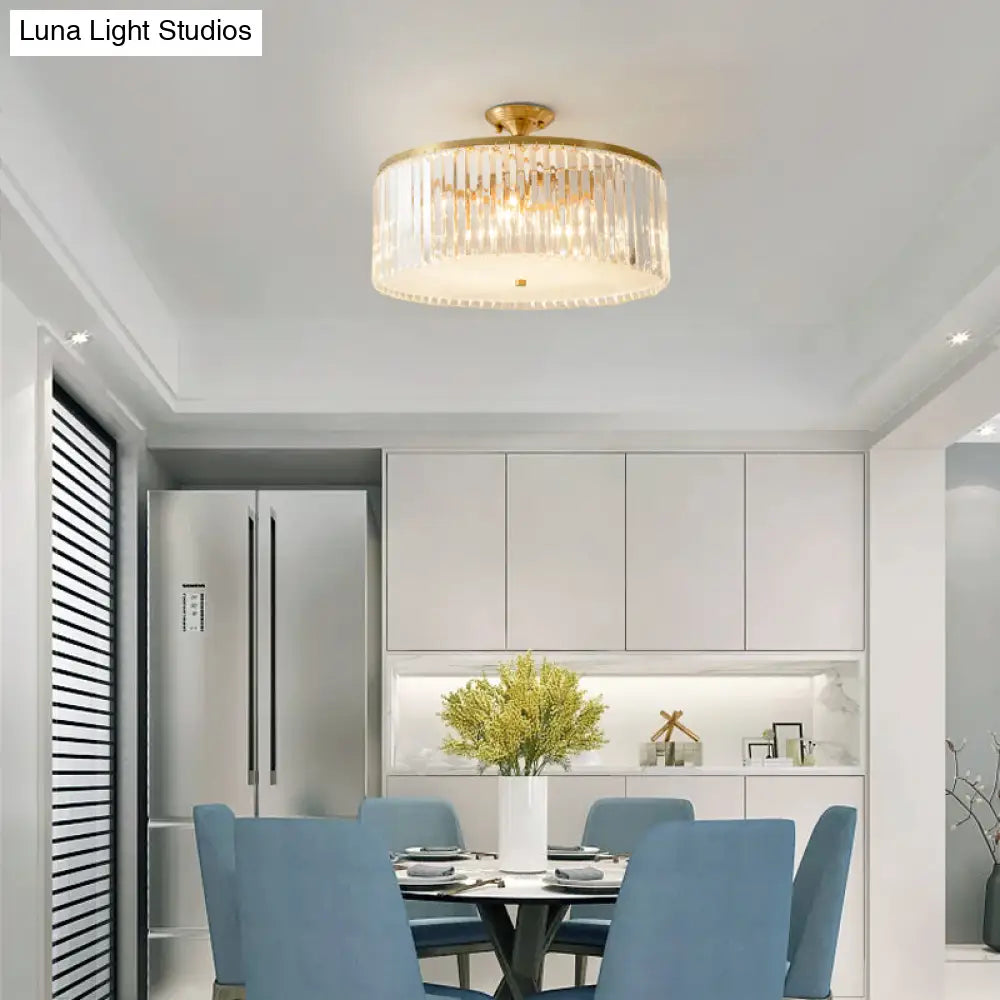 DecorBites™ DecorBites™ Modern Clear Crystal Semi Flush Ceiling Light with Gold Finish - Ideal for Living Room, 4/5/6 Bulbs Available