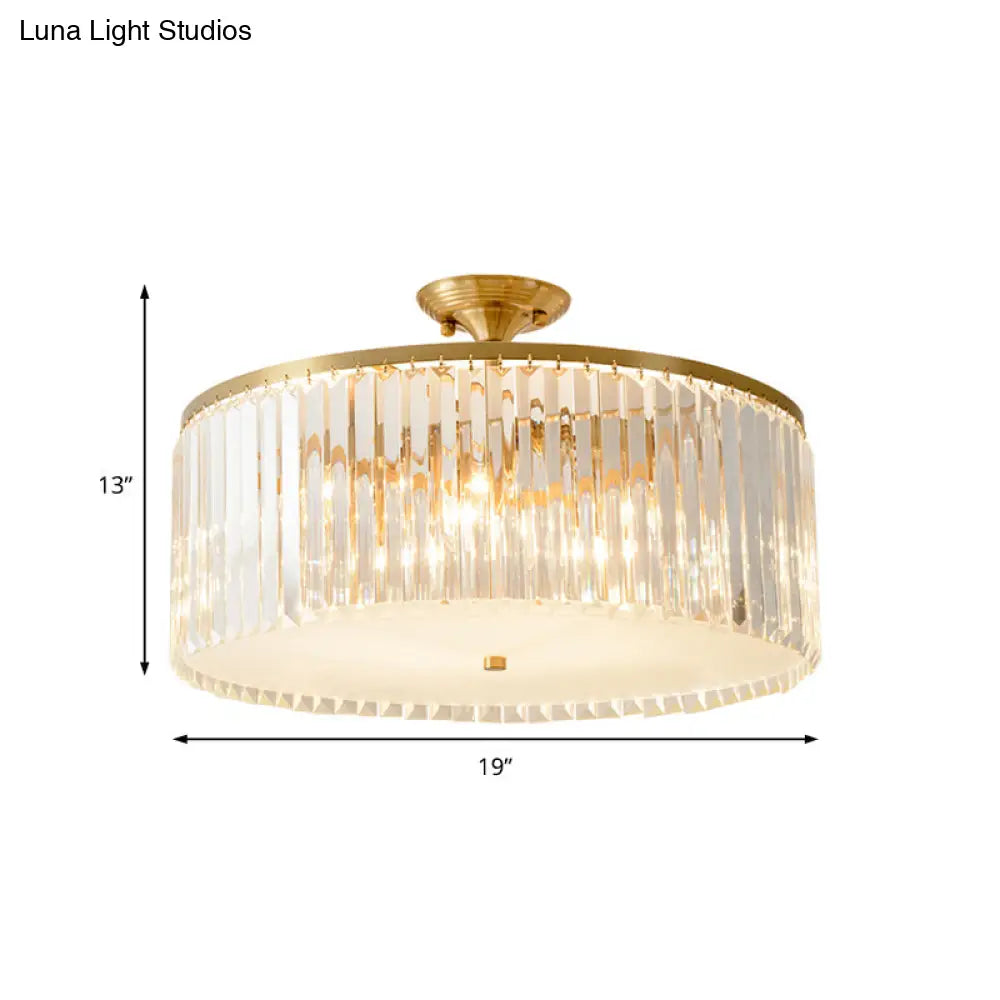 DecorBites™ DecorBites™ Modern Clear Crystal Semi Flush Ceiling Light with Gold Finish - Ideal for Living Room, 4/5/6 Bulbs Available