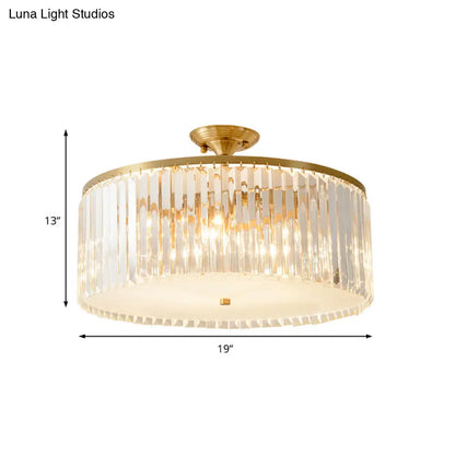 DecorBites™ DecorBites™ Modern Clear Crystal Semi Flush Ceiling Light with Gold Finish - Ideal for Living Room, 4/5/6 Bulbs Available